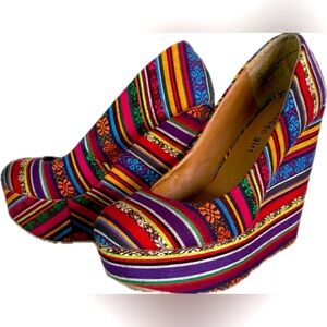 Madden Girl Multicolor Striped Wedges